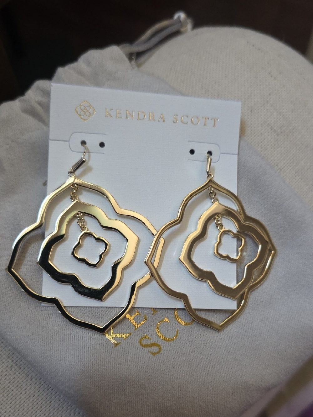 Kendra Scott Darenda Gold-tone Layered Logo Drop Earrings